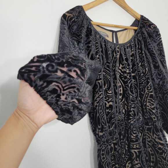 4 Muse Black Velvet Cut Out Dress Lined NWT - Picture 5 of 12